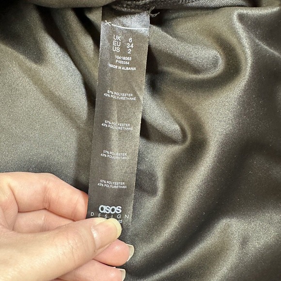 asos Black Faux Leather Polyester Button Down Jacket size 02 - Picture 6 of 8